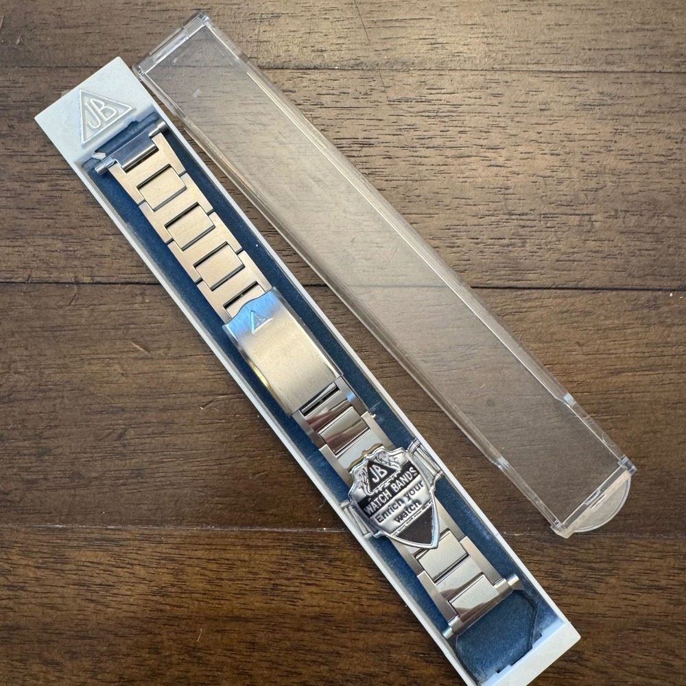 JB Champion Watch Band Mens Silver Stainless Steel Vintage Flat Link NOS 19mm